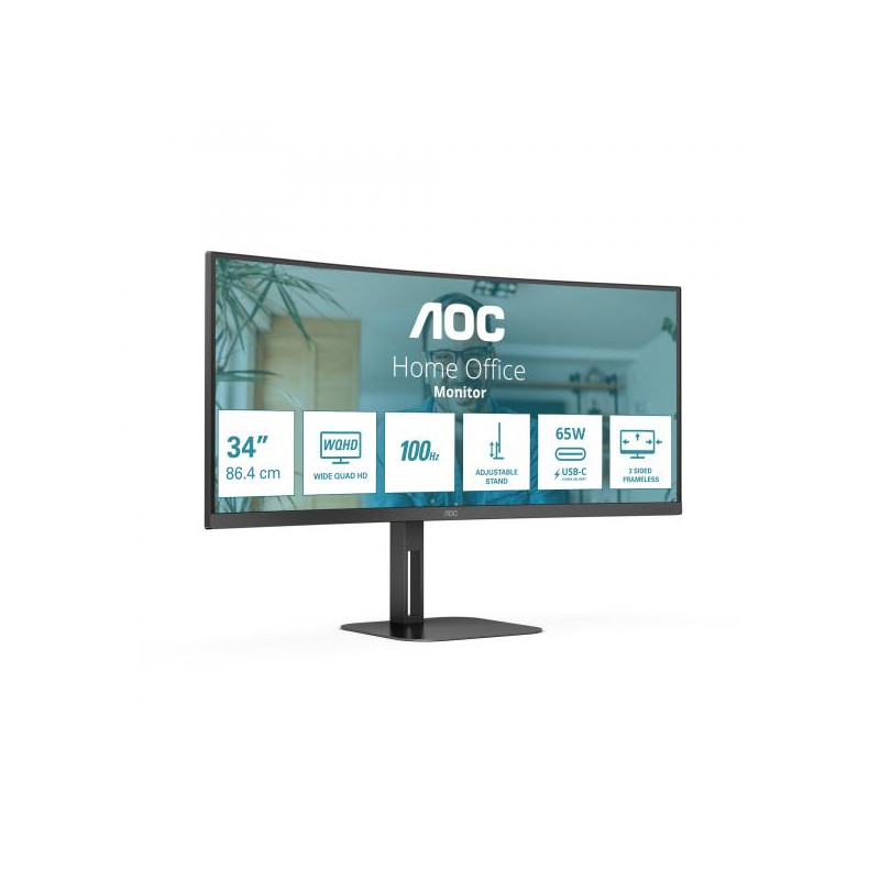 AOC V5 CU34V5C/BK LED display 86,4 cm [34] 3440 x 1440 Pixel Wide Quad HD Nero (AOC Value-line CU34V5C/BK - V5 series - LED mon